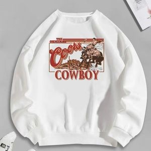 (New) Vintage Cowboy Print Pullover Sweatshirt Crewneck